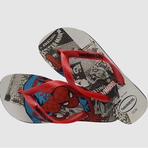NWT Havaianas Kids Spider-Man Red Graphic Flip Flops in Size 2